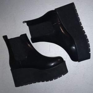 Black Platform Wedge Ankle Boots